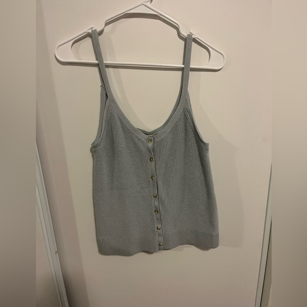 Abercrombie & Fitch Light Gray Knit Button Front Tank